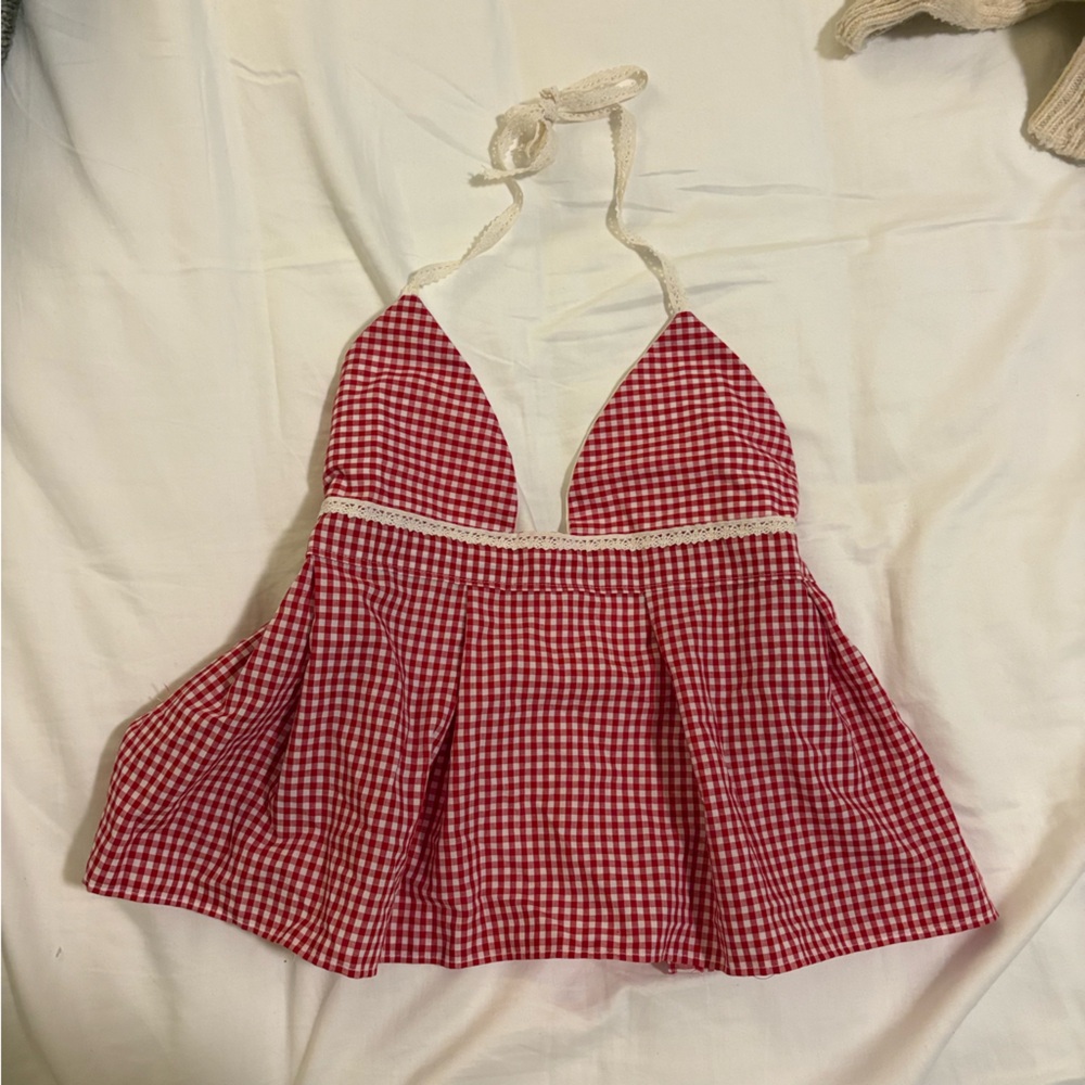 Handmade Red Gingham Halter Top